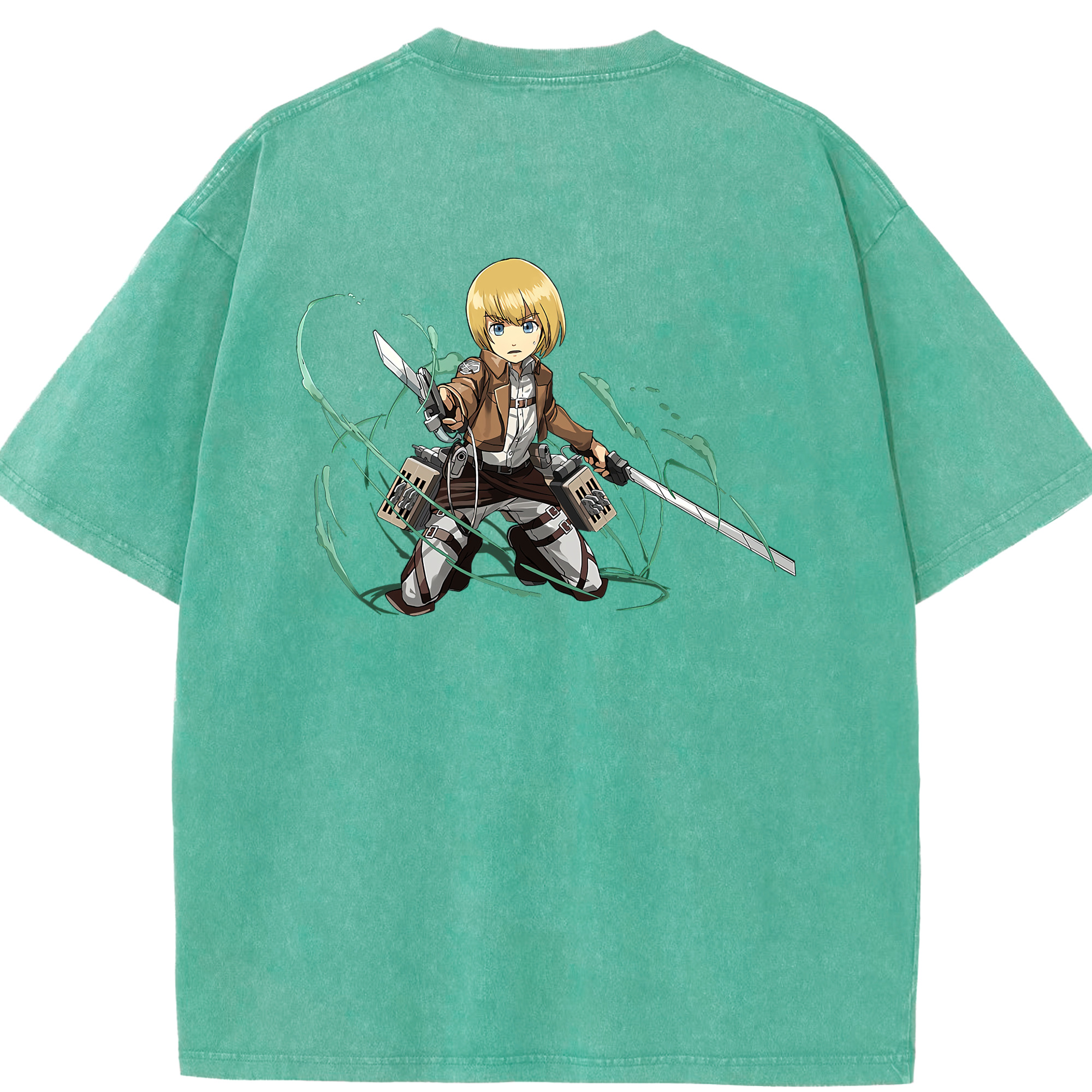（画像用） 進撃の巨人 アルミン·アルレルト Attack on Titan Armin Arlert 綿100% ヴィンテージ風 半袖Tシャツ（背面プリント）
